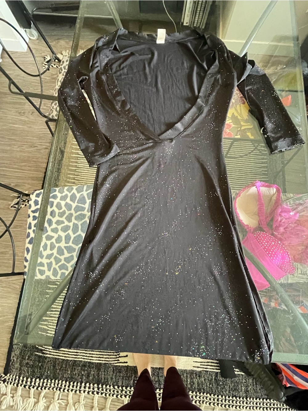 Black Sparkle Stretch Bellydance Dress